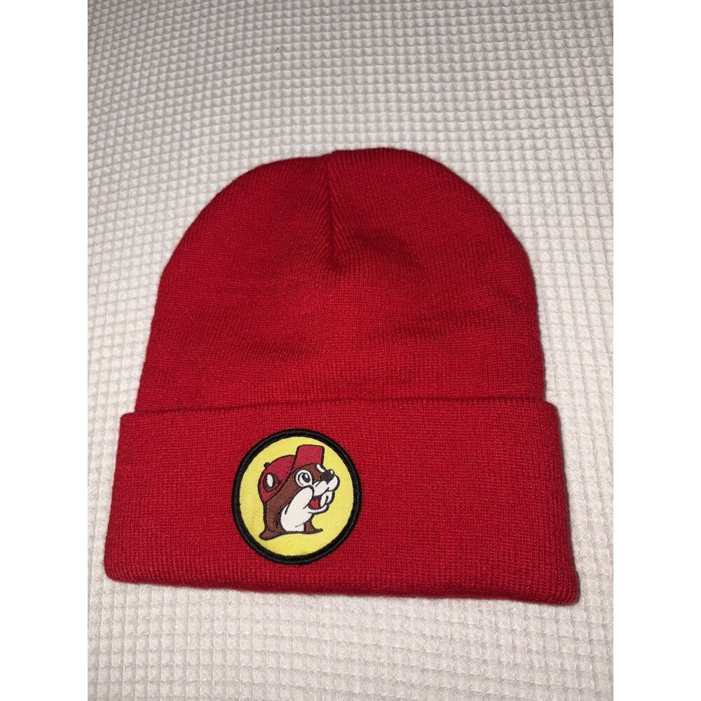 Buc-ee's Beaver Logo Beanie Red Knit Hat Stocking Cap OSFA Unisex Adult Winter